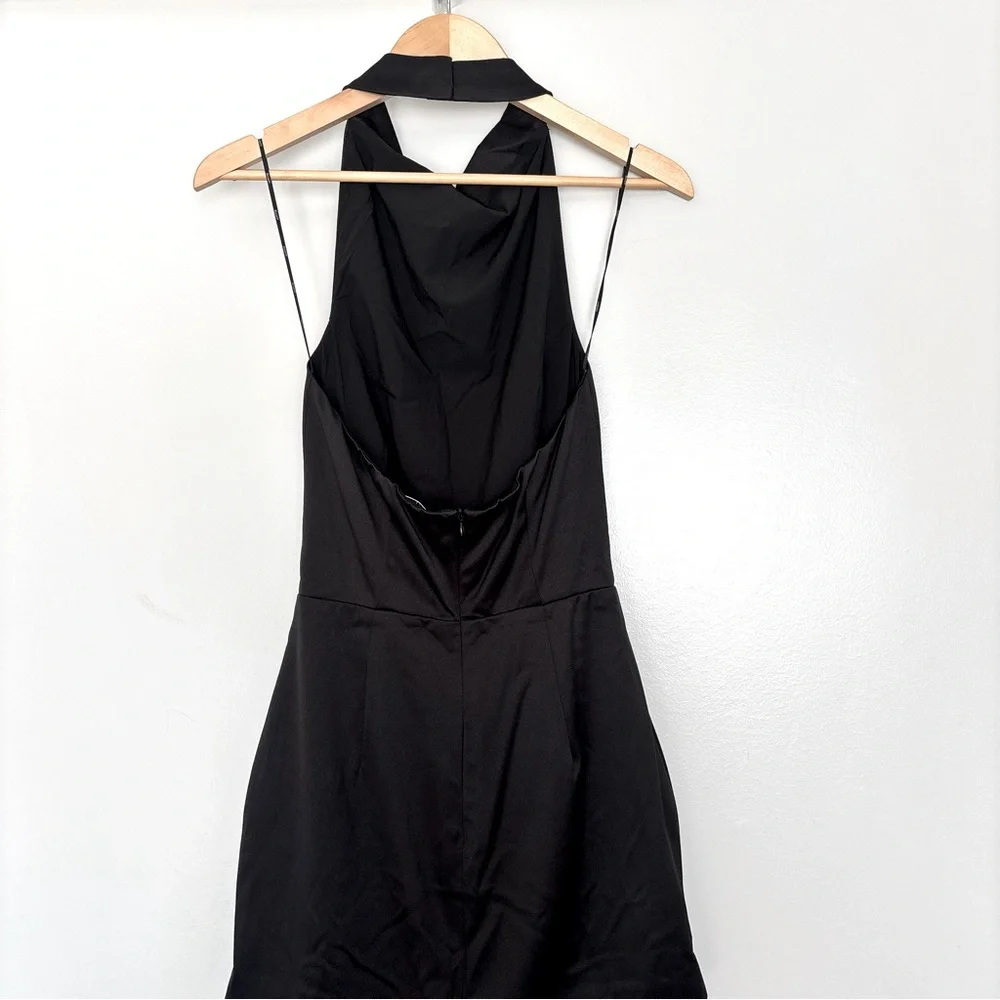 ELLIATT x Revolve Beatrice Halterneck Draped Neckline Fringe Black Dress Size S - Picture 9 of 16